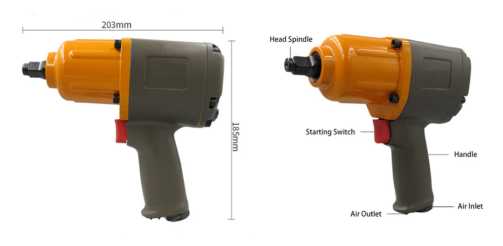 1/2 inch Air Impact Wrench 600 ft/lb Details