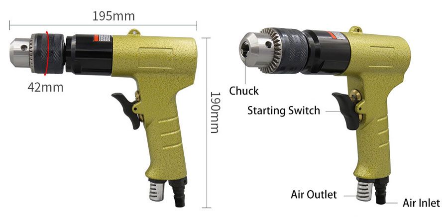 1/2 inch Reversible Air Drill 900rpm Details