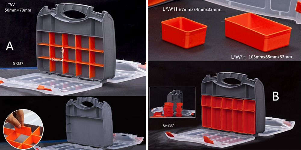 25 compartments small parts organizer box size