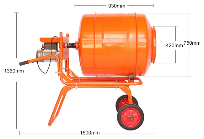 400L mini electric concrete mixer machine dimension
