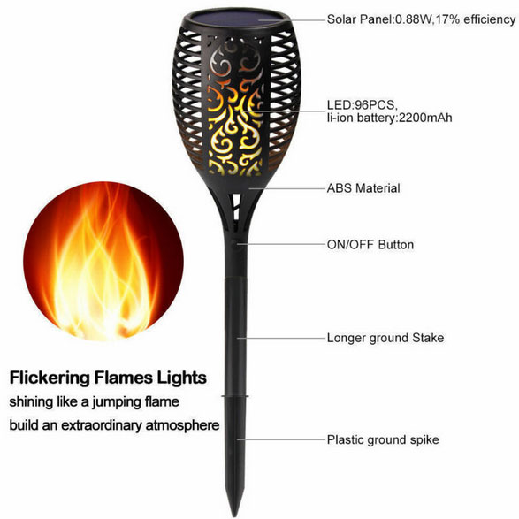 LED solar flame light