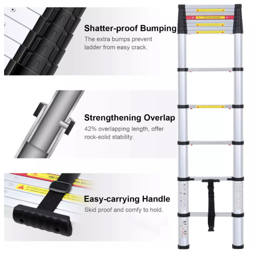 Aluminium telescoping ladder features