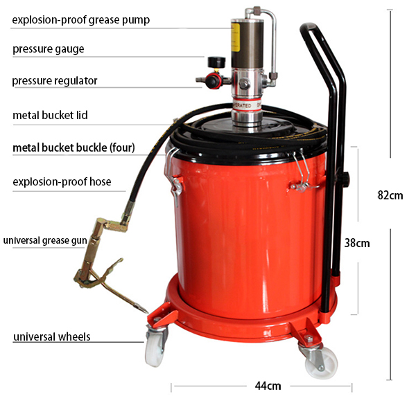Details of 11 gallons air grease pump