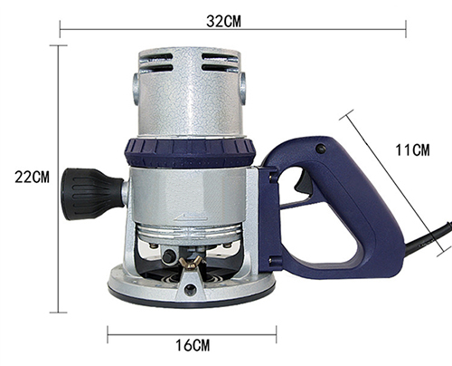 Dimension Drawing of 3/8 inch Electric Wood Router, 2.4 HP, 8.2A