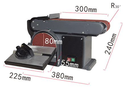 Dimensions of 4 x 36 Inch Belt and 6 Inch Disc Sander, 600W