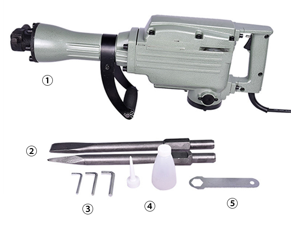 Standard Configuration of 3kW 13.6A Demolition Hammer
