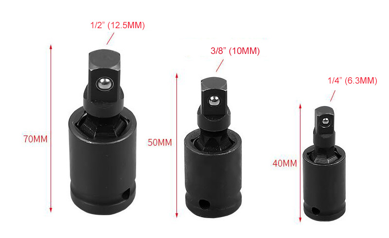 Impact Drive Universal Joint Socket Adapter Set Size