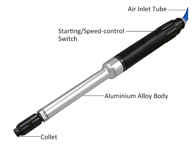 Long extension air pencil grinder details
