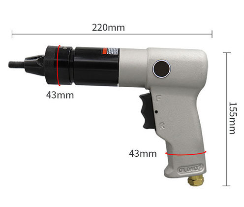 Pneumatic Rivet Nut Gun M6/M8 Dimensions
