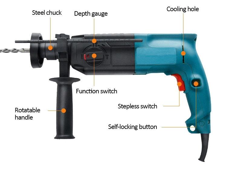 Structure of Rotary Hammer with SDS Drill, 620W, 24mm