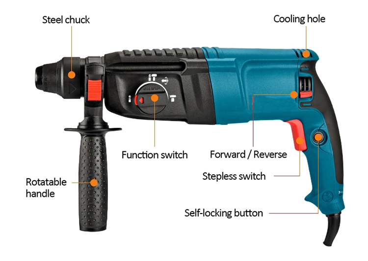 Structure of Rotary Hammer with SDS Drill, 800W, 26mm