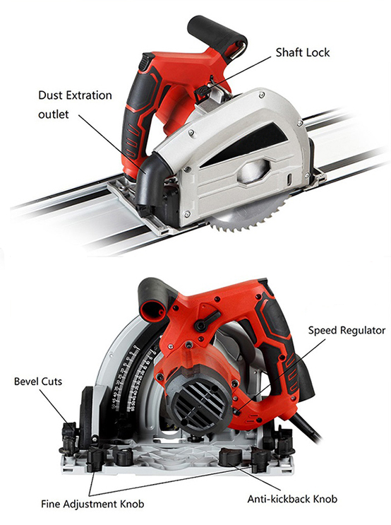 Structure Diagram of 6.5 Inch Plunge-Cut Track Saw, 6 Amp
