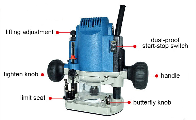 Structure Diagram of 1/3 inch Electric Wood Router, 1-1/5 HP, 4A