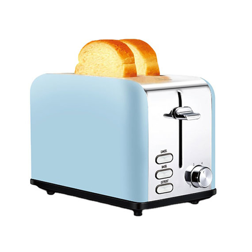 2 Slice Bread Toaster, Wide Slot, Bagel/Defrost/Cancel, Blue