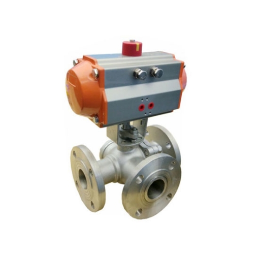 5" Pneumatic Actuated Flanged Ball Valve, 3 Way