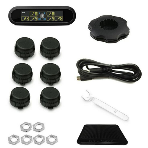 Wireless TPMS – Solar & USB Powered – Tire Pressure Monitoring System For RV, Trailer, Cars, SUVs