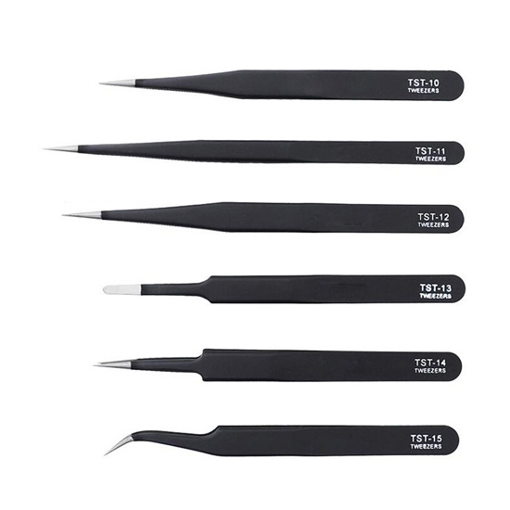 6PCS ESD Precision Tweezers Set for Electronics