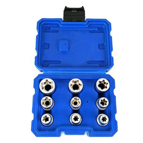 9Piece 1/2in Drive External Torx Socket Set