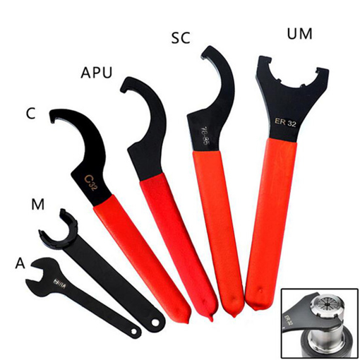 uxcell Collet Chuck Wrench Spanner for ER8A Lathe Clamping Nut with Red Non-slip Handle 2pcs
