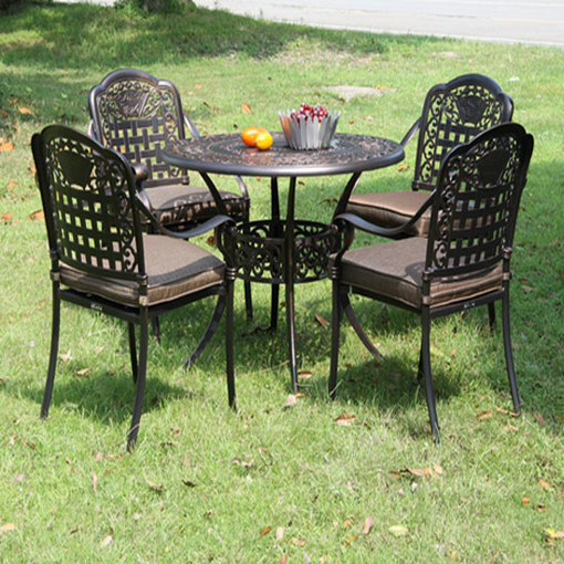 5 Piece Aluminum Round Patio Garden Table and Chairs