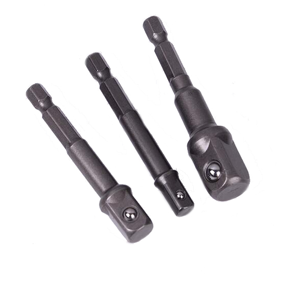 3Piece Power Drill Socket Adapter Set, 1/4" 3/8" 1/2"