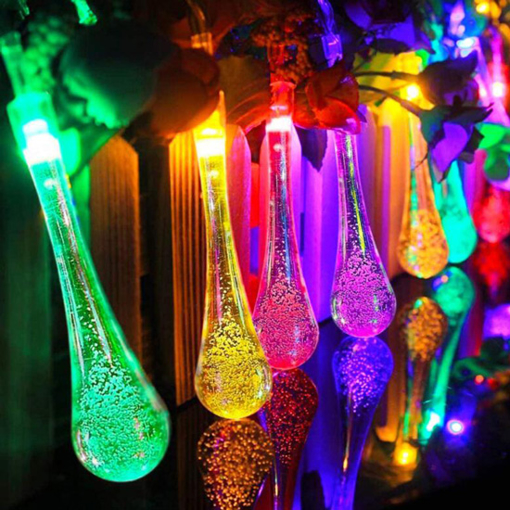 20 ft. 30 LED Outdoor Solar Water Drop String Lights