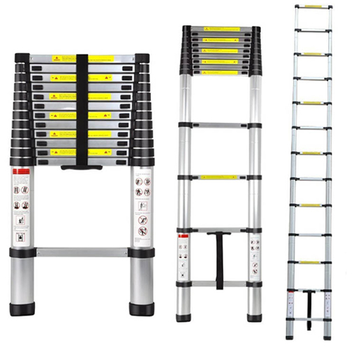 12.5’ Aluminium Telescoping Ladder Multi-Purpose Double Side Household 6 Steps 