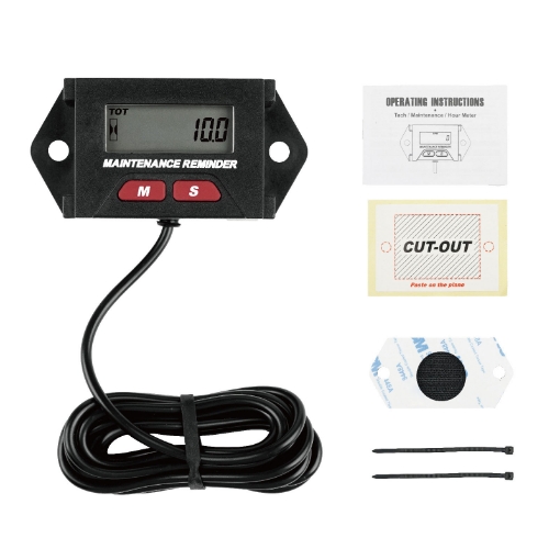 Engine Hour Meter, LCD Display, 2-Stroke/4-Stroke