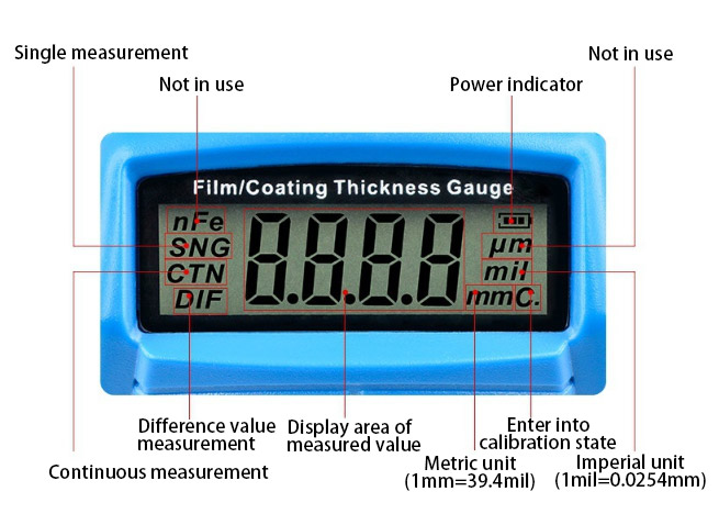 Details of 0-1800μm coating thickness gauge