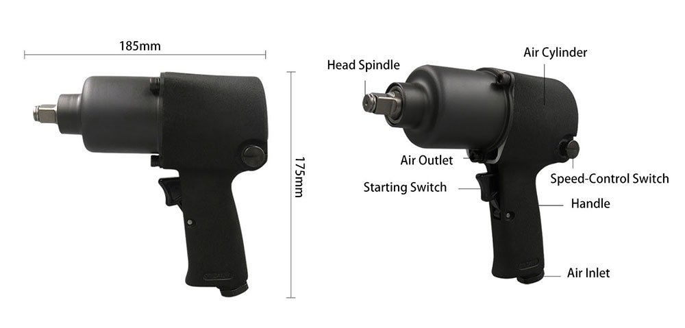 1/2 inch Air Impact Wrench 400 ft/lb Details