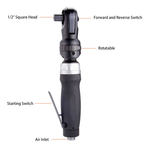 1/2 inch Air Ratchet Wrench 50 ft/lb Details