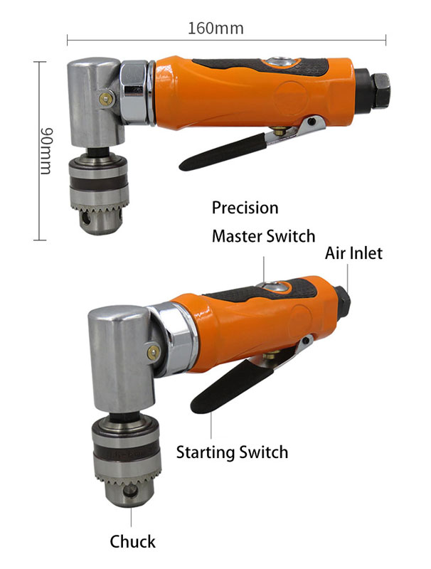 1/4 inch Right Angle Air Drill 1500rpm Details