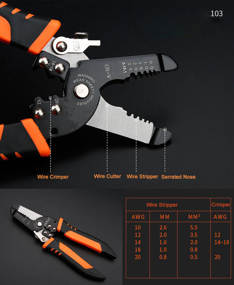 10-20 AWG Wire Striper Cutter Crimper