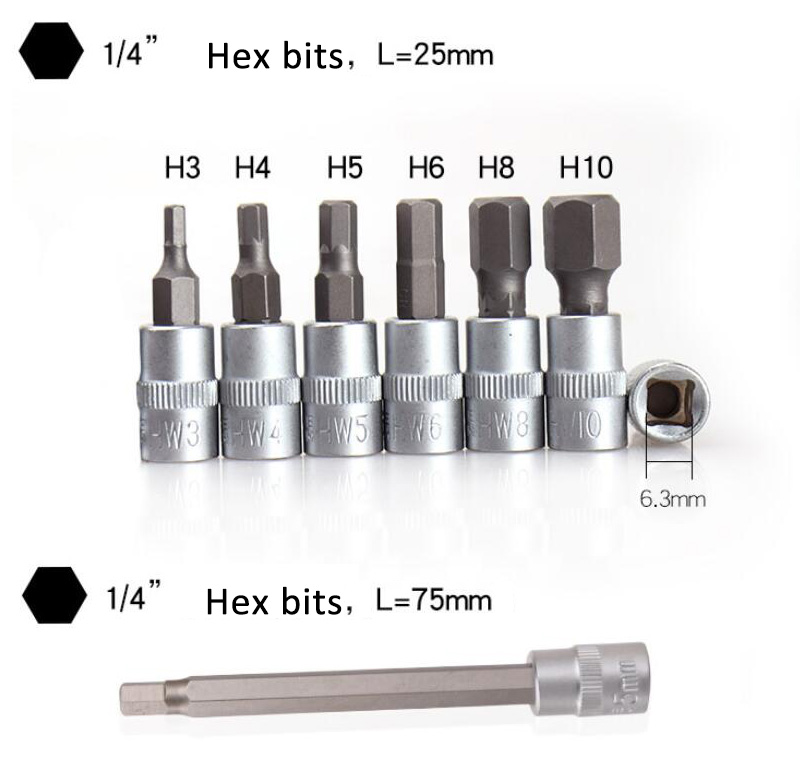 11pcs 1/4 Inch Torque Wrench Set Hex Bits