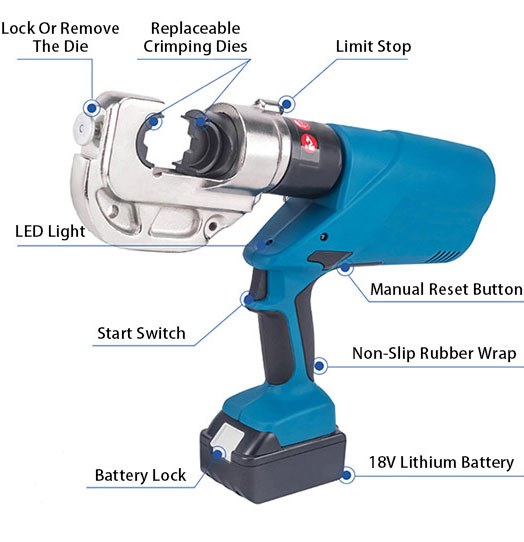 12 ton battery hydraulic crimping tool