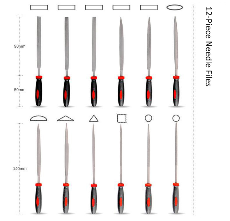 12pcs Needle Files Sizes