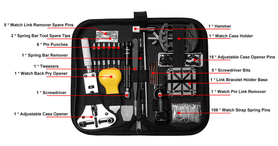 153PCS Watch Repair Tool Kit Details