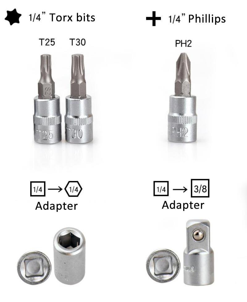 15 Pieces 2-24Nm Torque Wrench Set Bits and Adapters