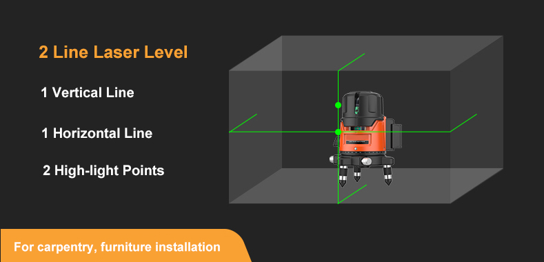 2 line green self leveling laser level diagram