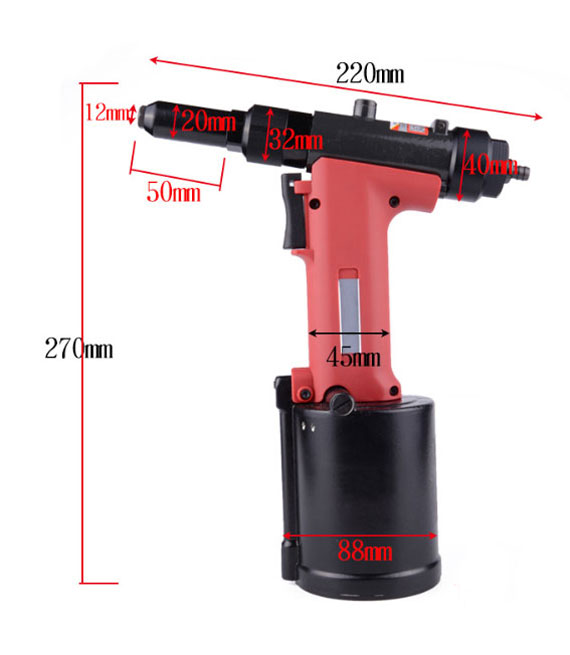 3/16 inch Industrial Air River Gun Dimensions