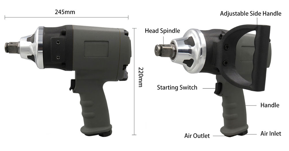 3/4 in. Air Impact Wrench 1000 ft/lb Details