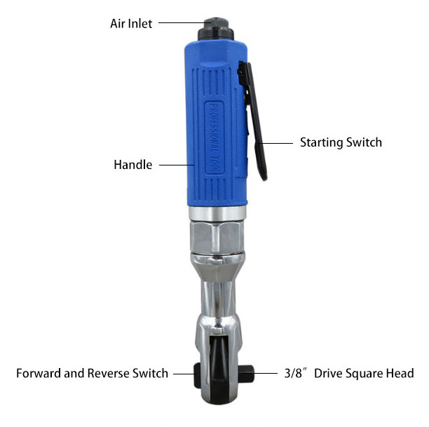 3/8 inch Air Ratchet Wrench 65 ft/lb Details