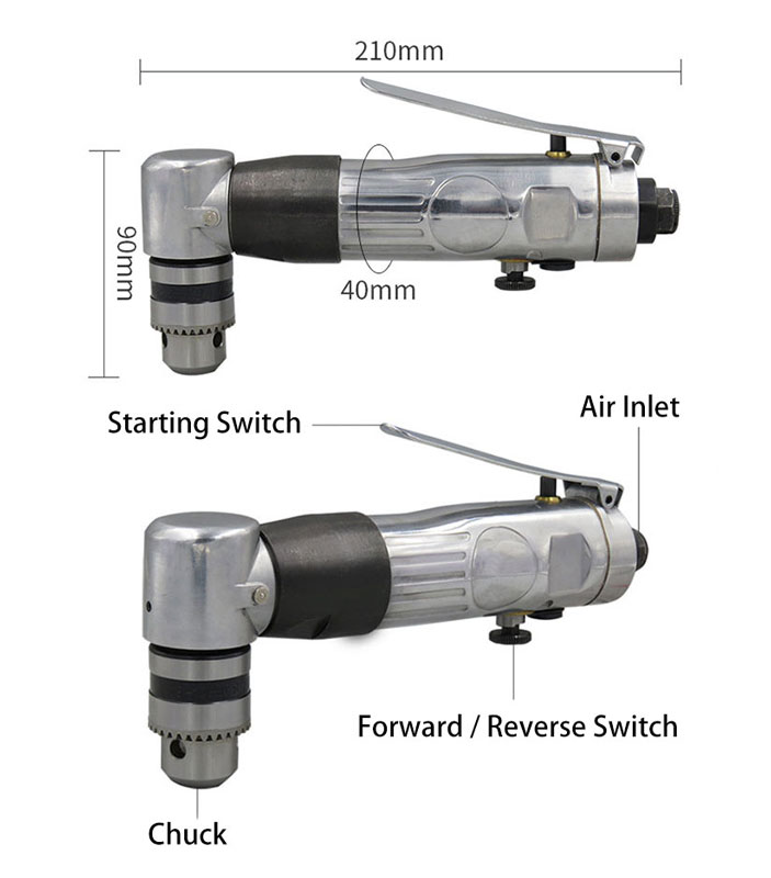 3/8 inch Right Angle Air Drill 1500rpm Details