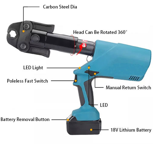 3 ton battery hydraulic crimping tool