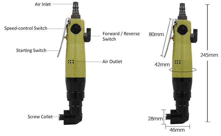 30Nm 8000rpm right angle air screwdriver details