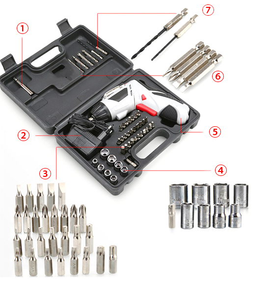 4.8V Cordless Electric Screwdriver Set Packing List