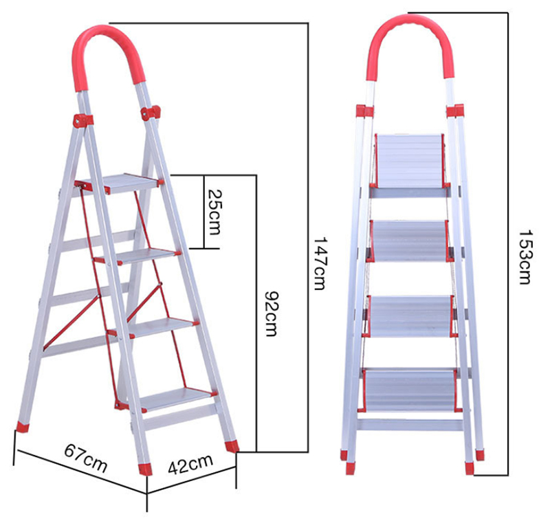 4 step folding aluminium ladder dimension