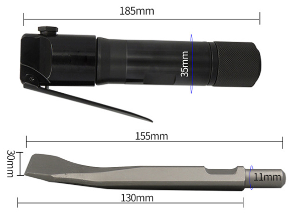 4000bpm straight air hammer size