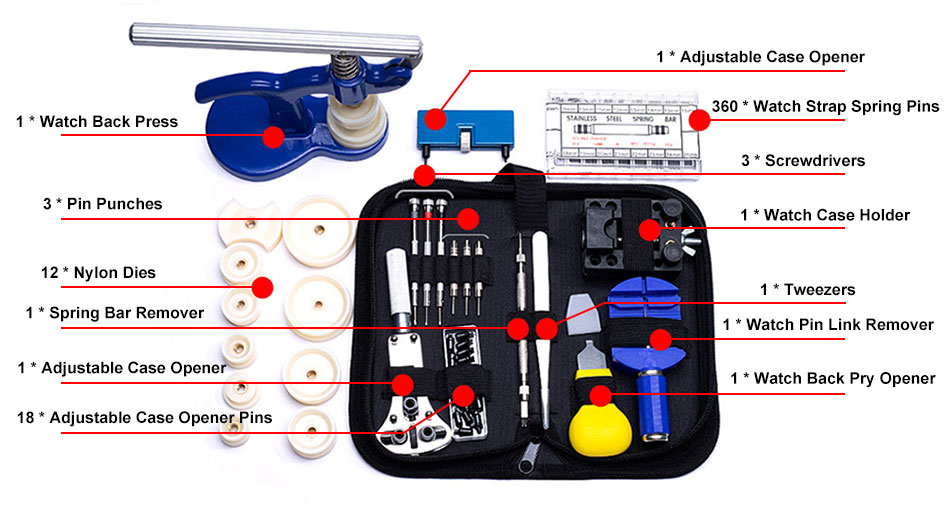 404PCS Watch Repair Tool Kit Details