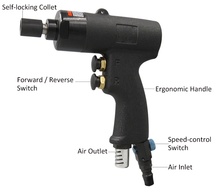 40Nm 1/4" 8500rpm air screwdriver details